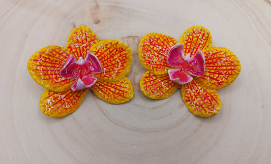 Wild Orchid Stud Yellow/Purple Veins