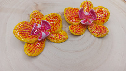 Wild Orchid Stud Yellow/Purple Veins